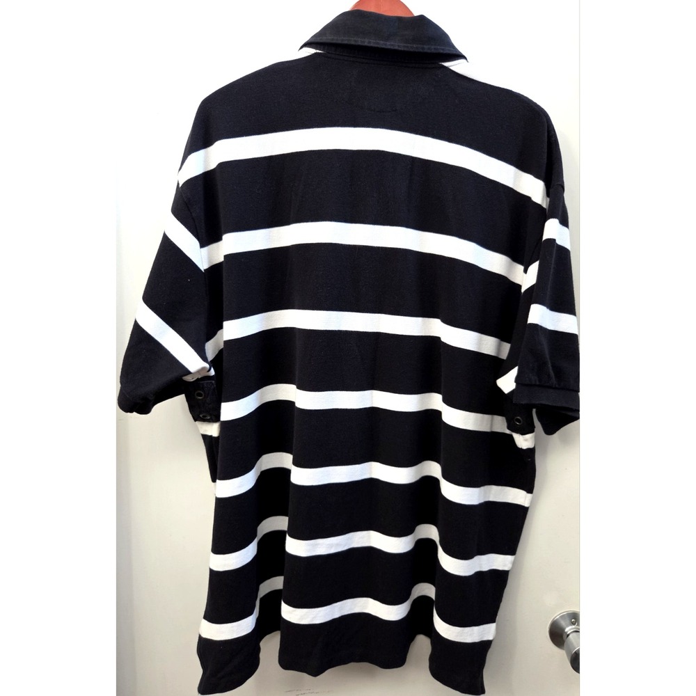 POLO by Ralph Lauren Big Pony Rugby Polo 3XB Striped Black/White S Sleeve Shirt - Picture 5 of 12